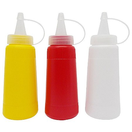 Bisnaga 200ml Ketchup / Mostarda / Maionese - Pacote 3 Unidades