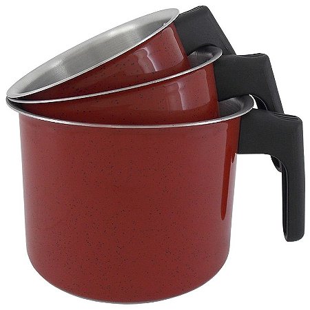Jogo de Canecão de Alumínio com 3 Peças - Vermelho