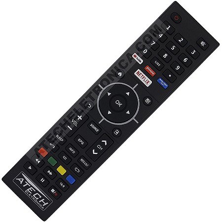 Controle Remoto TV Multilaser TL030 / TL031 / TL035 / TL036 (Smart TV)