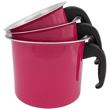 Jogo de Canecão de Alumínio com 3 Peças - Rosa