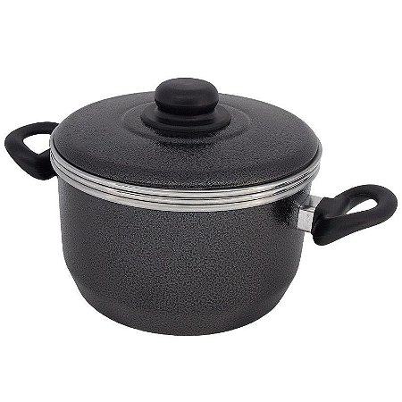 Conjunto com Panela, Fôrma de Pudim e Banho Maria com Tampa de Alumínio - Preto