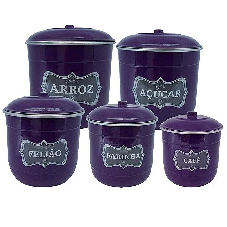 Conjunto Porta Mantimentos com 5 Peças (Kit Mantimentos) - Roxo