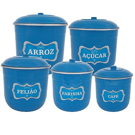 Conjunto Porta Mantimentos com 5 Peças (Kit Mantimentos) - Azul