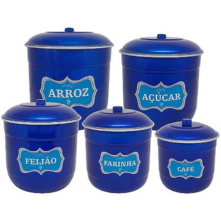Conjunto Porta Mantimentos com 5 Peças (Kit Mantimentos) - Azul Verniz