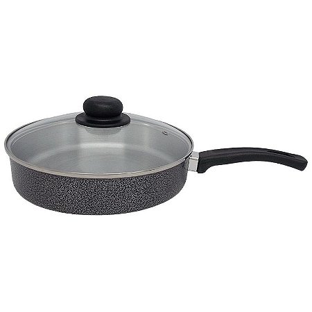 Frigideira de Alumínio N° 24 com Tampa de Vidro - Preto