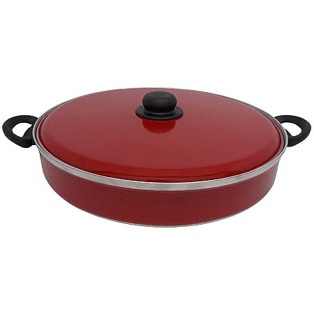 Frigideira de Alumínio N° 36 com Tampa de Alumínio - Vermelho
