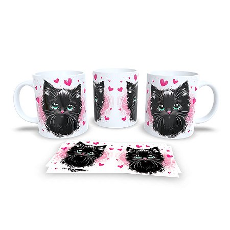 Caneca Cerâmica Personalizada Gato / Gatinho Preto - Modelo 785295