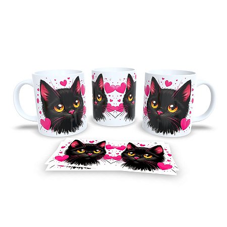 Caneca Cerâmica Personalizada Gato / Gatinho Preto - Modelo 785296