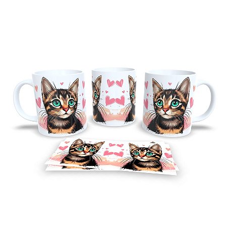 Caneca Cerâmica Personalizada Gato / Gatinho Rajado - Modelo 785298