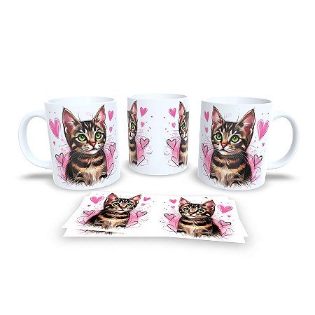Caneca Cerâmica Personalizada Gato / Gatinho Rajado - Modelo 785301