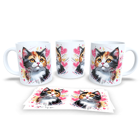 Caneca Cerâmica Personalizada Gato / Gatinho Tricolor