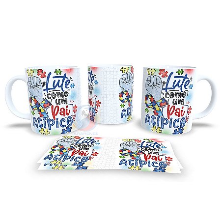 Caneca de Cerâmica Personalizada Autista / Pai Atípico Autismo – Modelo 785007