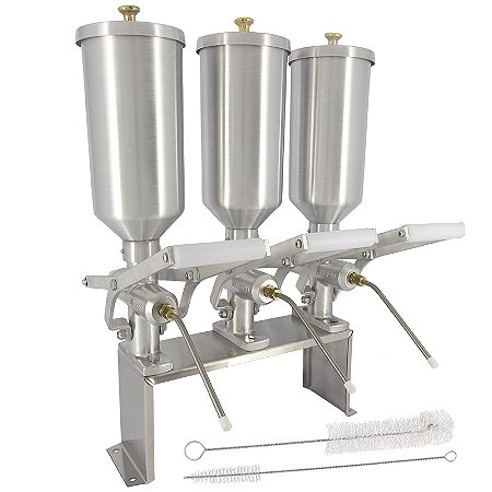 Kit 3 Doceira de Churros 2 Litros (Recheadeira de Churros) + Suporte Inox + Escovas Limpeza + Parafusos Fixação