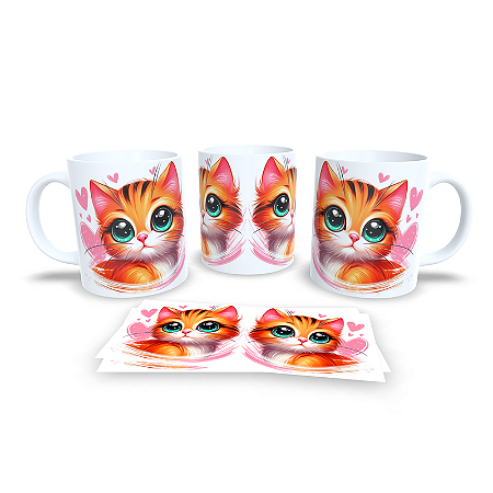 Caneca Cerâmica Personalizada Gato / Gatinho Laranja