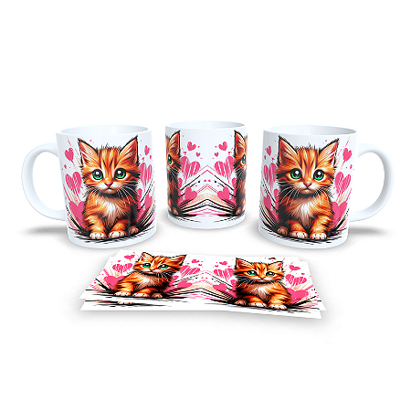 Caneca Cerâmica Personalizada Gato / Gatinho Laranja