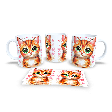 Caneca Cerâmica Personalizada Gato / Gatinho Laranja
