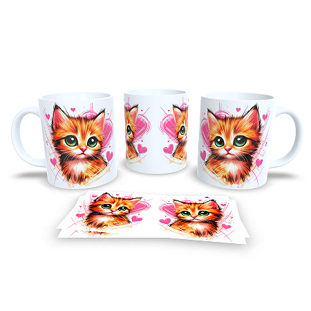 Caneca Cerâmica Personalizada Gato / Gatinho Laranja