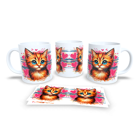Caneca Cerâmica Personalizada Gato / Gatinho Laranja