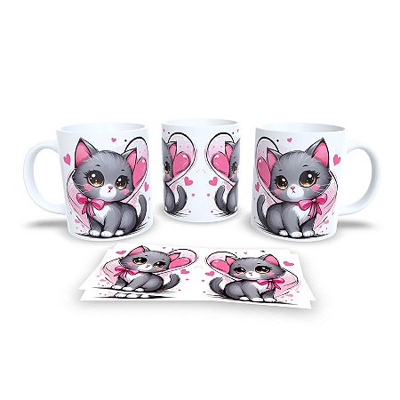 Caneca Cerâmica Personalizada Gato / Gatinho Cinza