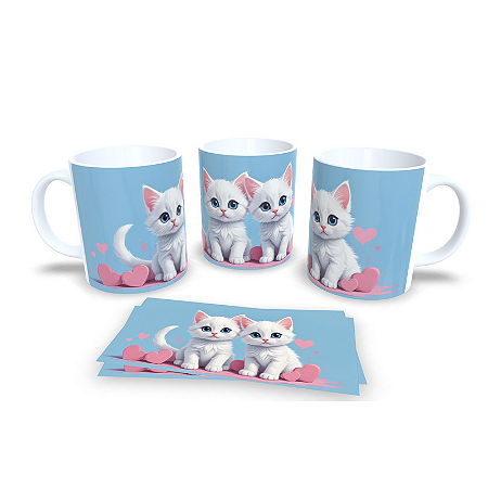 Caneca Cerâmica Personalizada Gato / Gatinho Branco