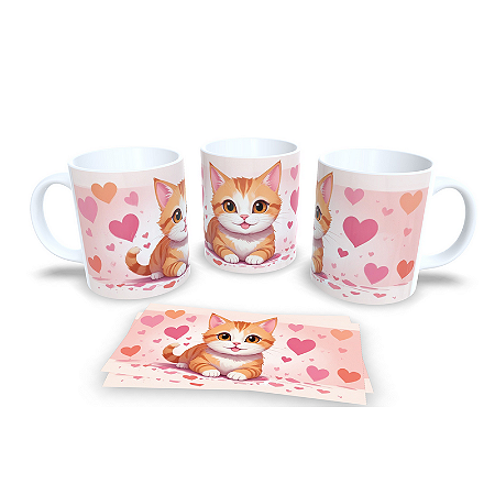 Caneca Cerâmica Personalizada Gato / Gatinho Laranja