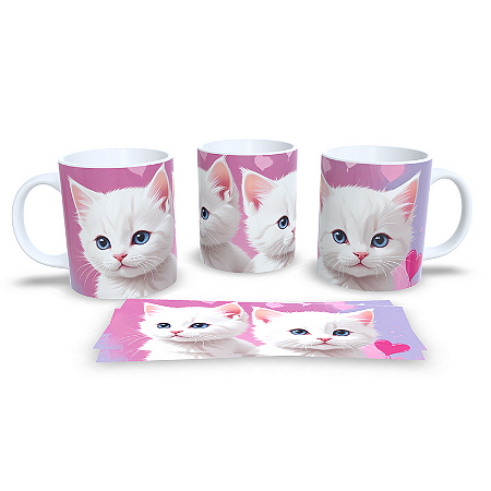 Caneca Cerâmica Personalizada Gato / Gatinho Branco