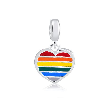 Berloque de Prata Pingente Coração LGBT