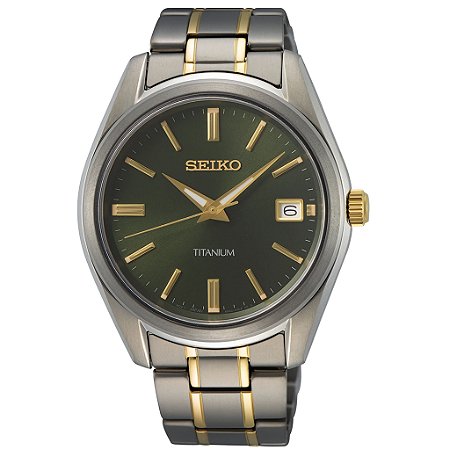 Relógio Seiko Quartz Sur377b1 Titanium + Safira Masculino