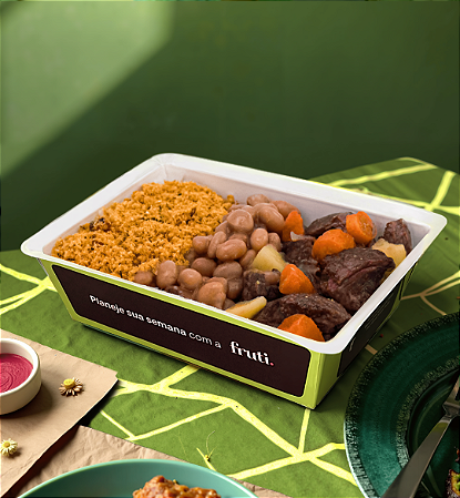 Carne de Panela com Batata, Cenoura, Farofinha, Arroz Branco e Feijão - 350g