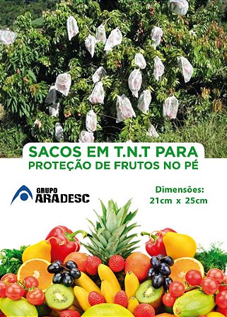 SACO PARA PROTEÇÃO DE FRUTAS NO PÉ 21 cm X 25 cm  EM TNT BRANCO