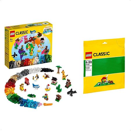 Lego Classic Ao Redor Do Mundo 11015 + Base Verde 25cm 10700