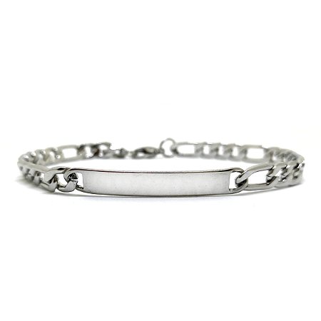 Pulseira Aço Inox com placa p/ gravação