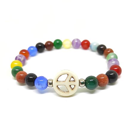 Pulseira Peace Feita com Pedras Naturais de Quartzo