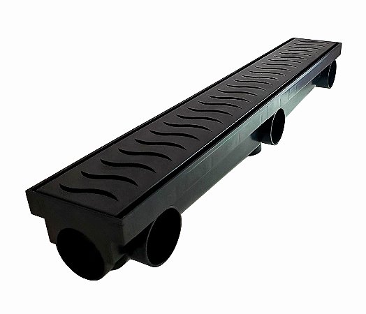 Ralo Linear 8 x 51 Multi Saídas - grelha dupla Face - PRETO