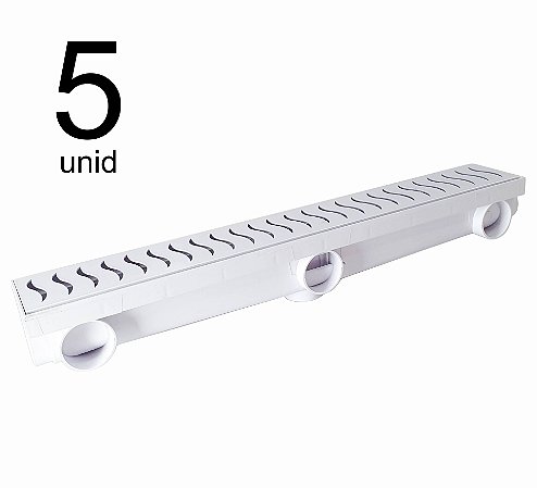 5 Unidades - Ralo Linear 8 x 51 Multi Saídas - grelha dupla Face - BRANCO