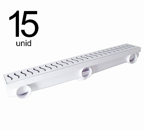 15 Unidades - Ralo Linear 8 x 51 Multi Saídas - grelha dupla Face - BRANCO