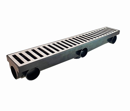 Ralo Linear 8 x 51 Multi Saídas - grelha em ALUMINIO - PRETO