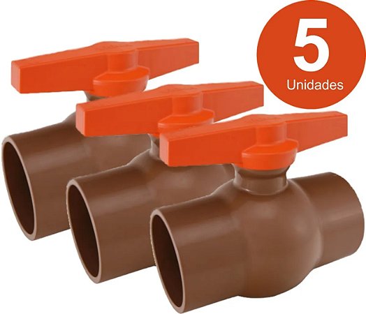 5 UNIDADES Registro de Esfera Soldável - 50mm - 1 1/2 Polegadas