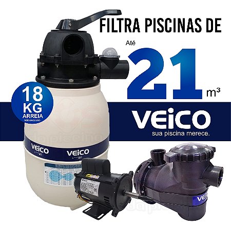 Filtro  V20 Veico Até 21 M³  E Motobomba  1/4 Cv - Bivolt
