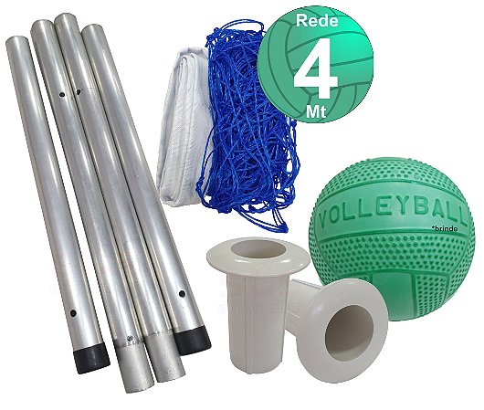 Kit Biribol Volei de Piscina com Bola + Tubos + Rede 4 M