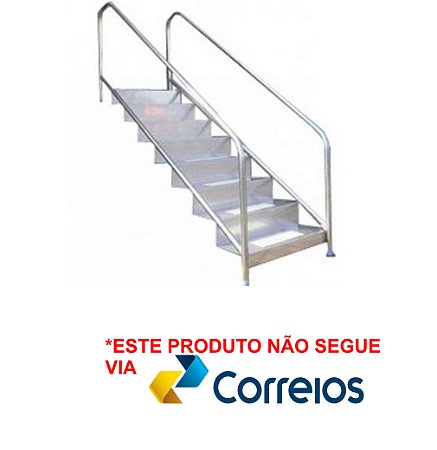 Escada Fisioterápica - Aço Inox 304 - Chapa Dobrada - 8 Degraus para Piscina