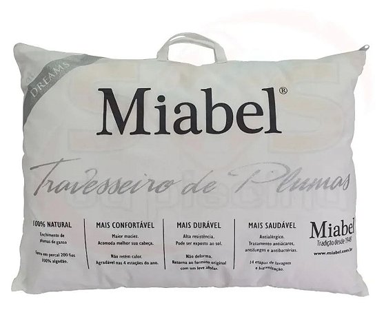 Travesseiro Miabel  Dreams  - Prata -  Plumas De Ganso 50 x 70 cm