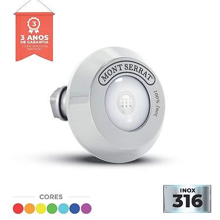 Refletor em Inox - Super Led -SL 20 - 10 w RGB - Encaixe para Alvenaria