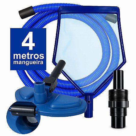 Kit Mangueira 4 M + Aspirador + Peneira- Universal - Reduz em ate 60% consumo da agua na aspiração