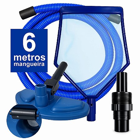 Kit Mangueira 6 M + Aspirador + Peneira- Universal - Reduz em ate 60% consumo da agua na aspiração