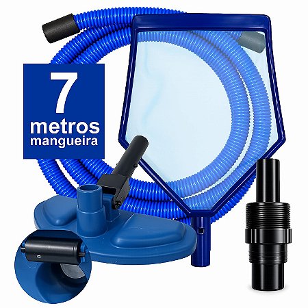Kit Mangueira 7 M + Aspirador + Peneira- Universal - Reduz em ate 60% consumo da agua na aspiração