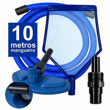 Kit Mangueira 10M + Aspirador + Peneira- Universal - Reduz em ate 60% consumo da agua na aspiração