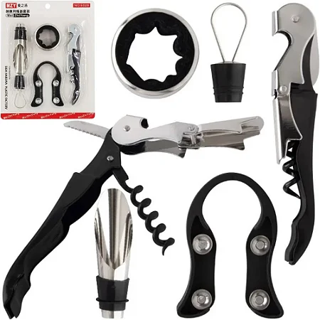 Kit abridor para Vinho 5 Peças Inox Profissional De Luxo Saca rolha