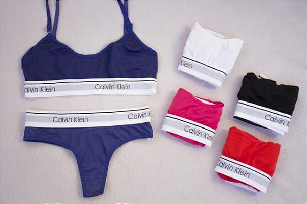 Conjunto Feminino Calvin Klein Top Nadador + Calcinha Boxer, Blusa  Feminina Calvin-Klein Nunca Usado 43370858
