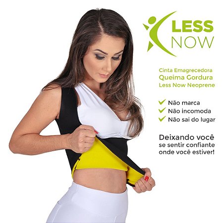 Cinta Feminina Emagrecedora Queima Gordura Less Now T-shirt  Amarela com Preta